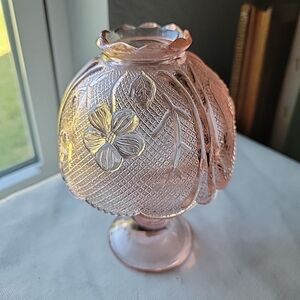 Vintage Pink Fairy Lamp Pressed Glass made in Taiwan Grandma Cottagecore READ